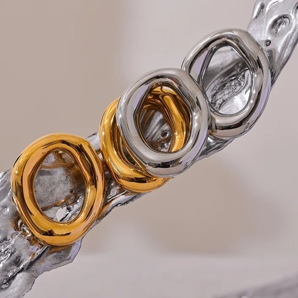 Gold and Silver Geometric Earrings
